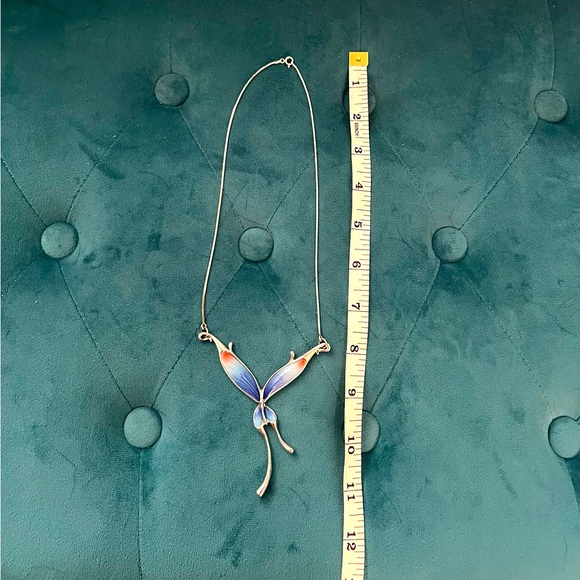 Franz Butterfly Necklace – Blue & Red Sterling Silver. Exquisite Piece! - Picture 5 of 7